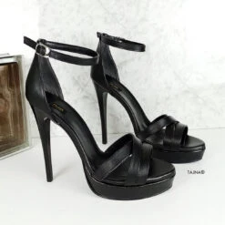 5.11 Inches Black High Heel Sandals -Tajna Shoes 13 cm high heel big size women men shoes tajna club 2