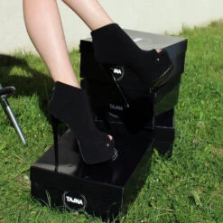 Black Peep Toe High Heel Platform Ankle Shoes -Tajna Shoes 19 cm high heel platform shoes tajna 20