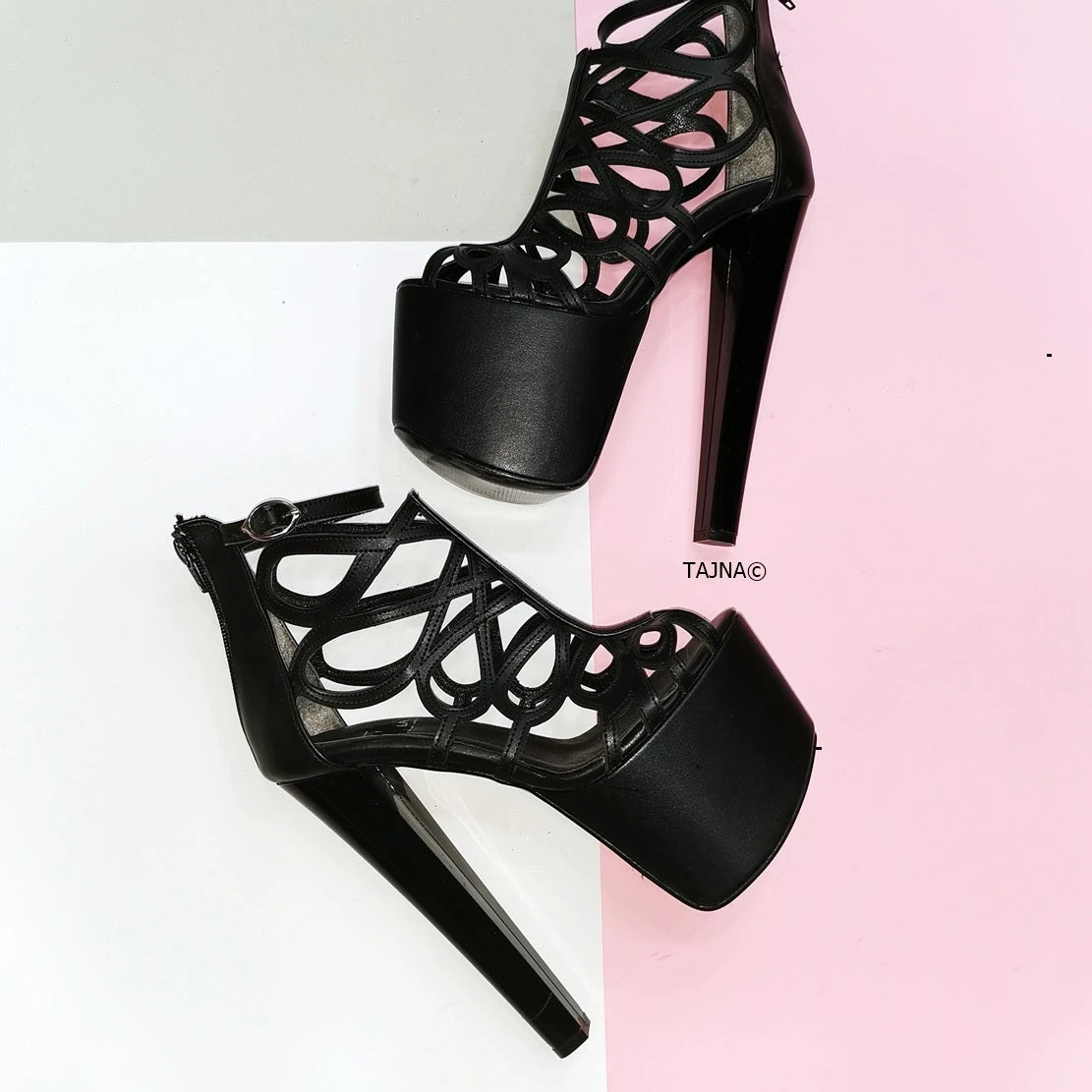 Black Laser Cage Platform Heels 2 Black Laser Cage Platform Heels - Image 2