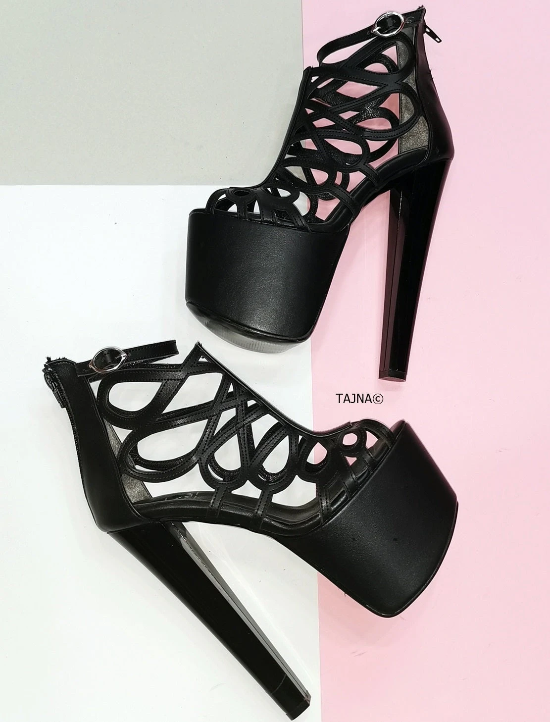 Black Laser Cage Platform Heels 3 Black Laser Cage Platform Heels - Image 3