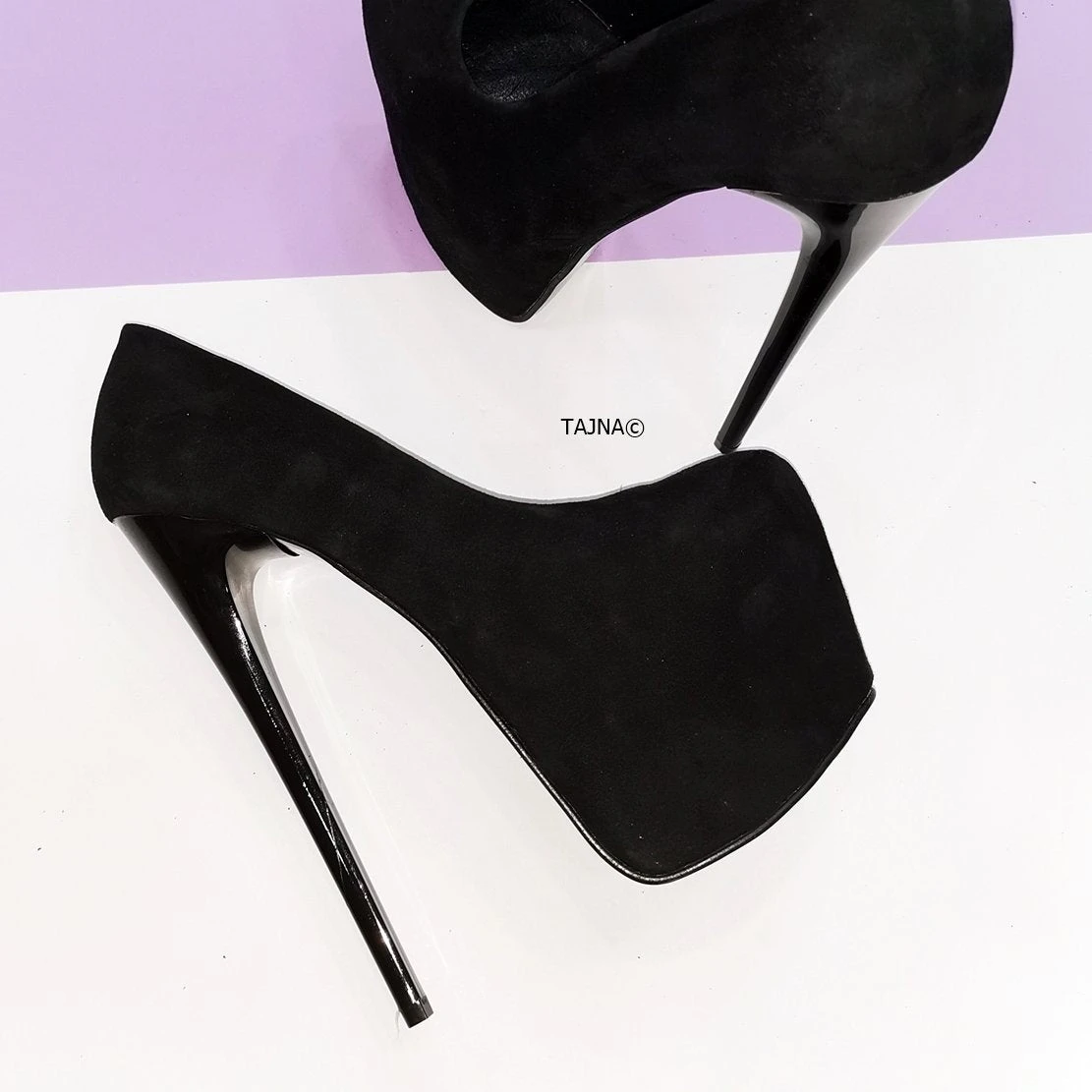 Black Suede High Heel Platform Pumps 2 Black Suede High Heel Platform Pumps - Image 2