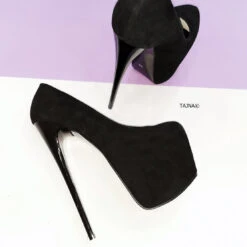 Black Suede High Heel Platform Pumps 7 Black Suede High Heel Platform Pumps -Tajna Shoes 19 cm high heel women shoes 7