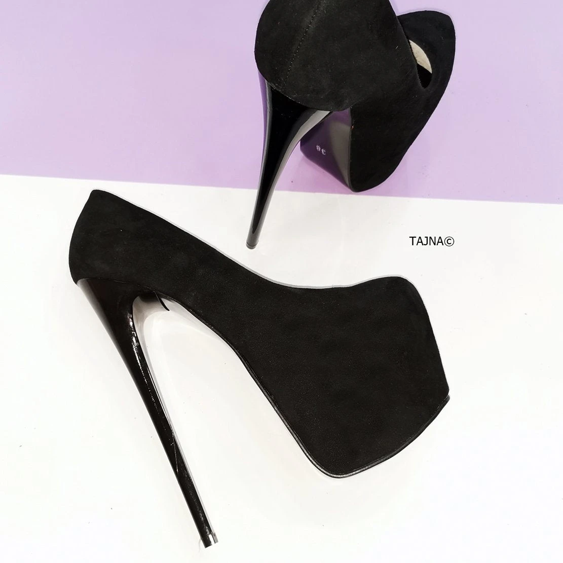Black Suede High Heel Platform Pumps 3 Black Suede High Heel Platform Pumps - Image 3