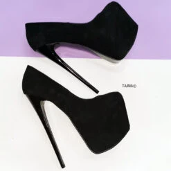 Black Suede High Heel Platform Pumps 9 Black Suede High Heel Platform Pumps -Tajna Shoes 19 cm high heel women shoes 8