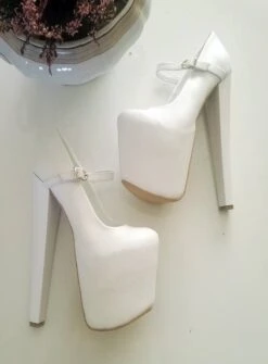 White Chunky High Heel Platform Shoes Bridal Wedding