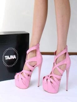 Cage Bootie Light Pink High Heel Platform Shoes -Tajna Shoes 20156183 1844755705540560 1478540837097648272 n