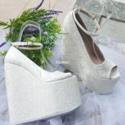 Bridal Collection Peep Toe 21 Cm Platform Wedge Shoes