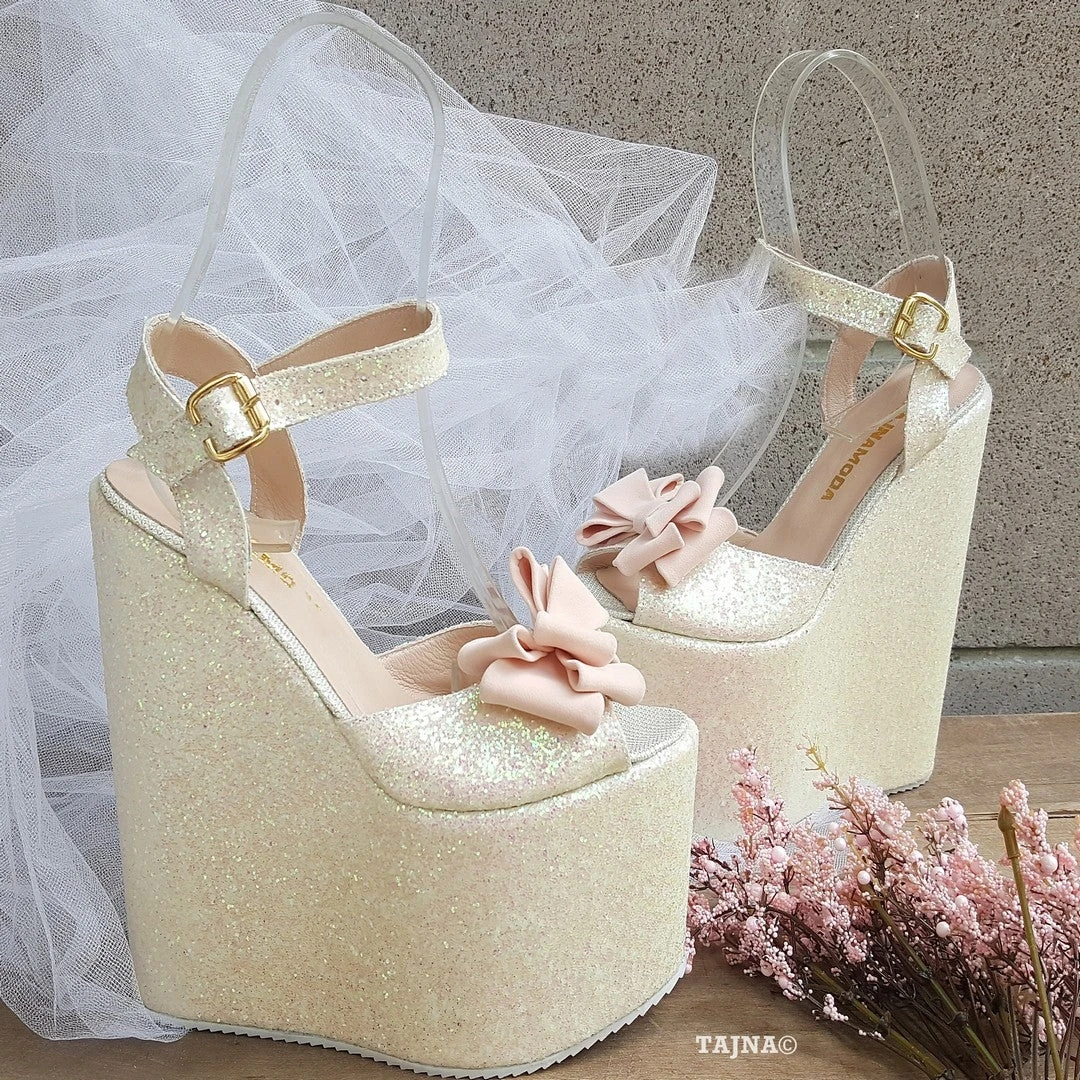 Sparkling High Heel Wedge Shoes Wedding / Bridal 1 Sparkling High Heel Wedge Shoes Wedding / Bridal