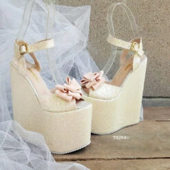 Sparkling High Heel Wedge Shoes Wedding / Bridal 5 Sparkling High Heel Wedge Shoes Wedding / Bridal -Tajna Shoes 20180625 160747
