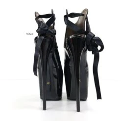 Open Back Lace Black Gloss Ankle Heels -Tajna Shoes 20210618 191339