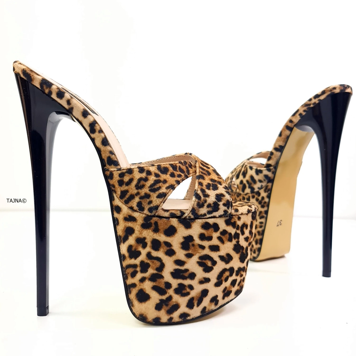 Cross Strap Leopard High Heel Mules 2 Cross Strap Leopard High Heel Mules - Image 2