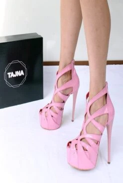 Cage Bootie Light Pink High Heel Platform Shoes