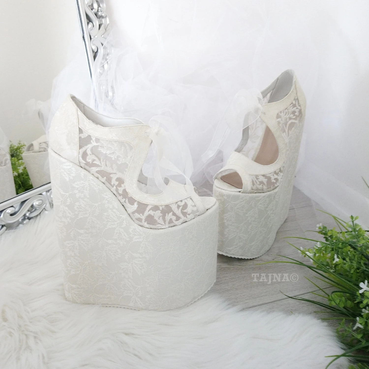 Lace 21 Cm Platform Wedges Wedding Shoes 2 Lace 21 Cm Platform Wedges Wedding Shoes - Image 2