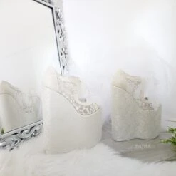 Lace 21 Cm Platform Wedges Wedding Shoes 7 Lace 21 Cm Platform Wedges Wedding Shoes -Tajna Shoes 20 cm wedding shoes 2
