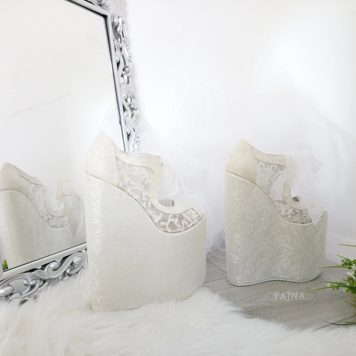 Lace 21 Cm Platform Wedges Wedding Shoes 3 Lace 21 Cm Platform Wedges Wedding Shoes - Image 3