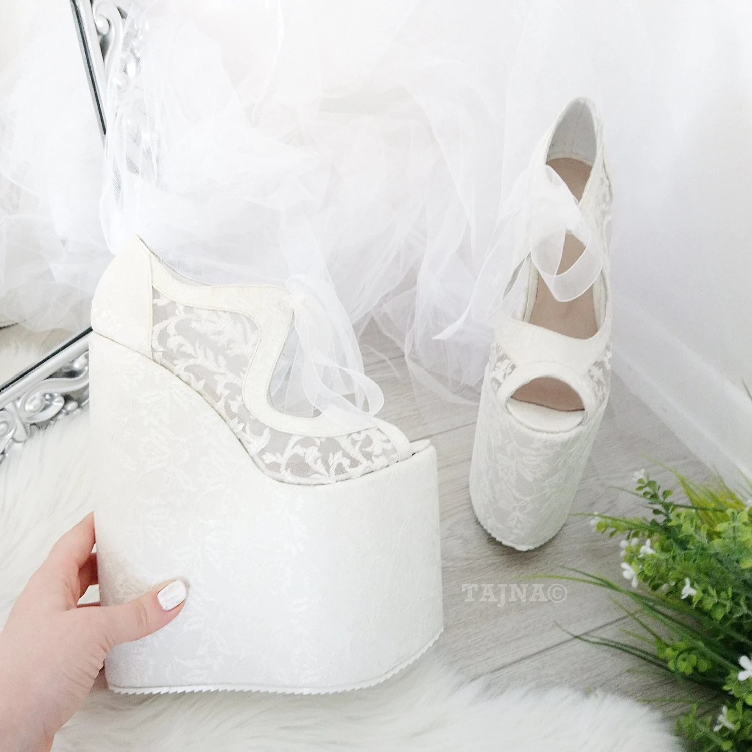 Lace 21 Cm Platform Wedges Wedding Shoes 1 Lace 21 Cm Platform Wedges Wedding Shoes