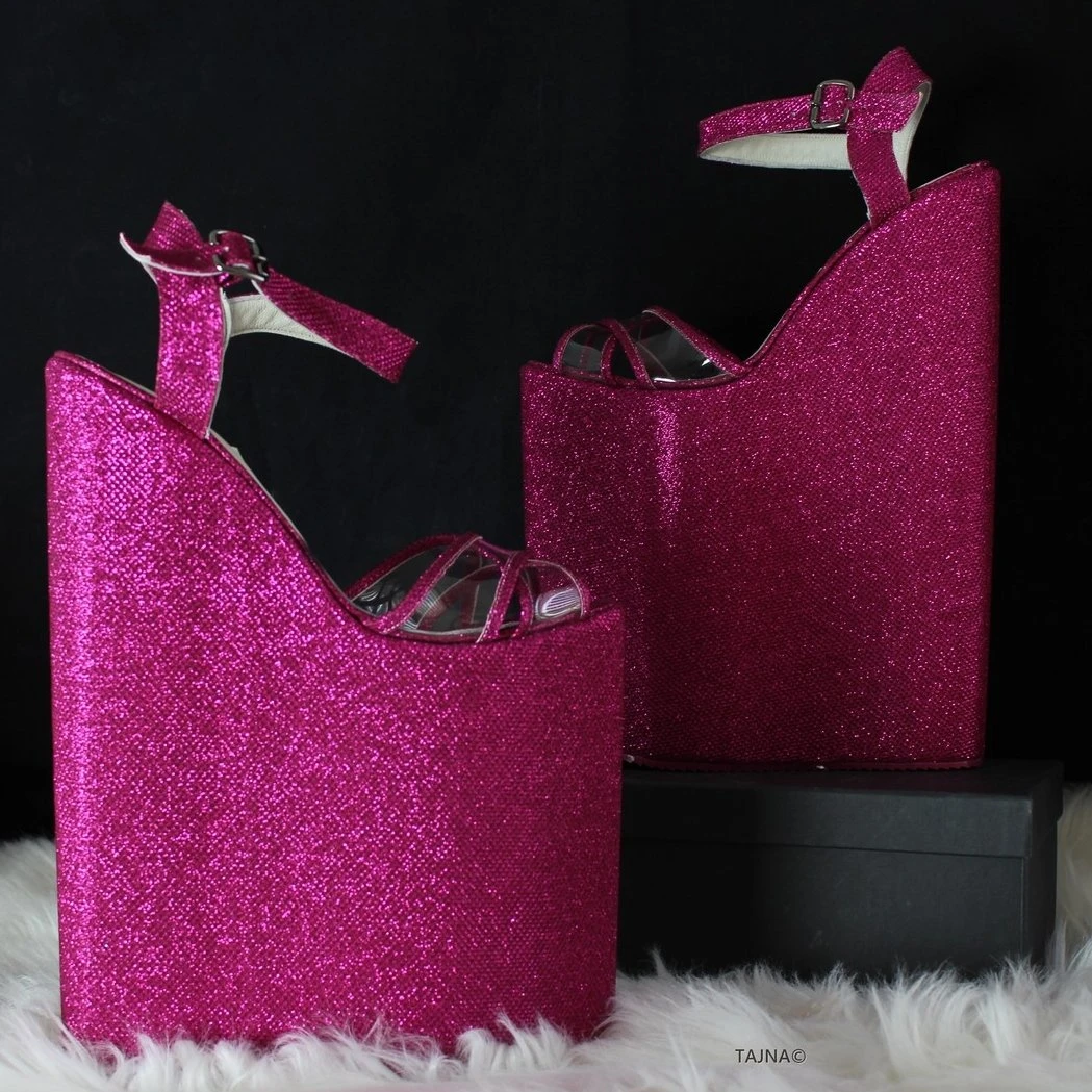 Dark Pink Shimmer Shiny 25 Cm Wedges 1 Dark Pink Shimmer Shiny 25 Cm Wedges