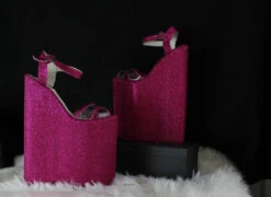 Dark Pink Shimmer Shiny 25 Cm Wedges 5 Dark Pink Shimmer Shiny 25 Cm Wedges -Tajna Shoes 25 cm high heel wedges 3