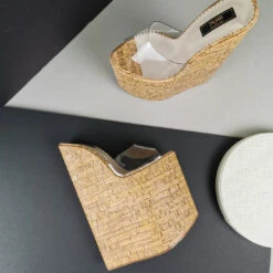 Extreme 30 Cm High Heel Wedge Cork Mules 5 Extreme 30 Cm High Heel Wedge Cork Mules -Tajna Shoes 30 cm heels 3