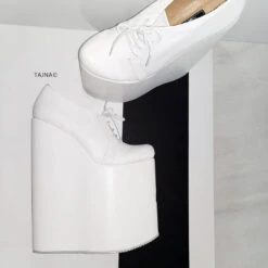 30 Cm High Heel Wedge Shoes White 5 30 Cm High Heel Wedge Shoes White -Tajna Shoes 30 cm high heel wedge shoes 3