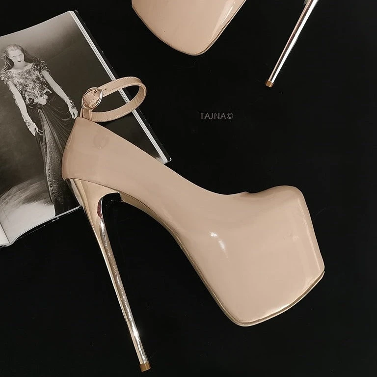 Nude Patent Metallic 19 Cm High Heels 1 Nude Patent Metallic 19 Cm High Heels