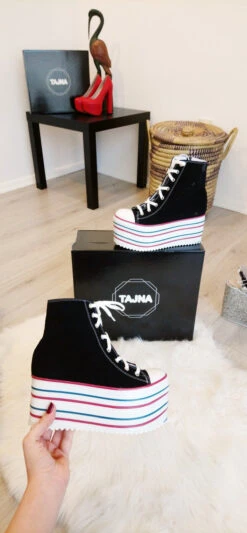 Lace Up Sport Wedge Platform Shoes 5 Lace Up Sport Wedge Platform Shoes -Tajna Shoes 619 dolgu topuk spor ayakkabi bogazli converse yuksek kalin taban bayan ayakkabi bagcikli 10cm 15cm 3