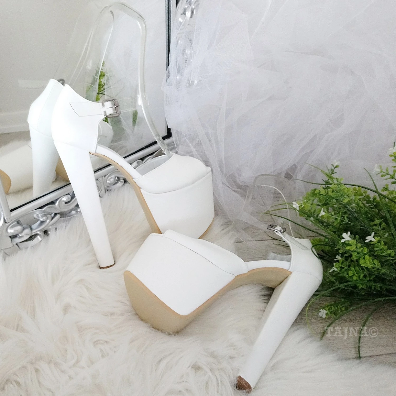 Transparent Strapped White Bridal Platforms 2 Transparent Strapped White Bridal Platforms - Image 2