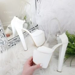 Transparent Strapped White Bridal Platforms 6 Transparent Strapped White Bridal Platforms -Tajna Shoes 645 beyaz seffaf bantli 21 cm topuklu platform ayakkabi 20cm gelin ayakkabisi mezuniyet gelinlik shoes wedding 6