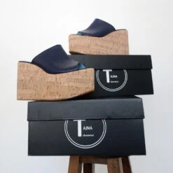 Dark Navy Blue Wedge Platform Mules 8 Dark Navy Blue Wedge Platform Mules -Tajna Shoes DSC 0073