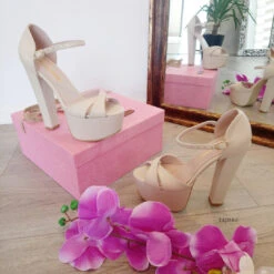 Nude Cream Cross Strap Chunky Platform Shoes -Tajna Shoes DSC 0393