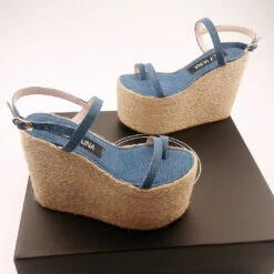 Platform Jean Denim Espadril Wedge Sandals -Tajna Shoes DSC 0528
