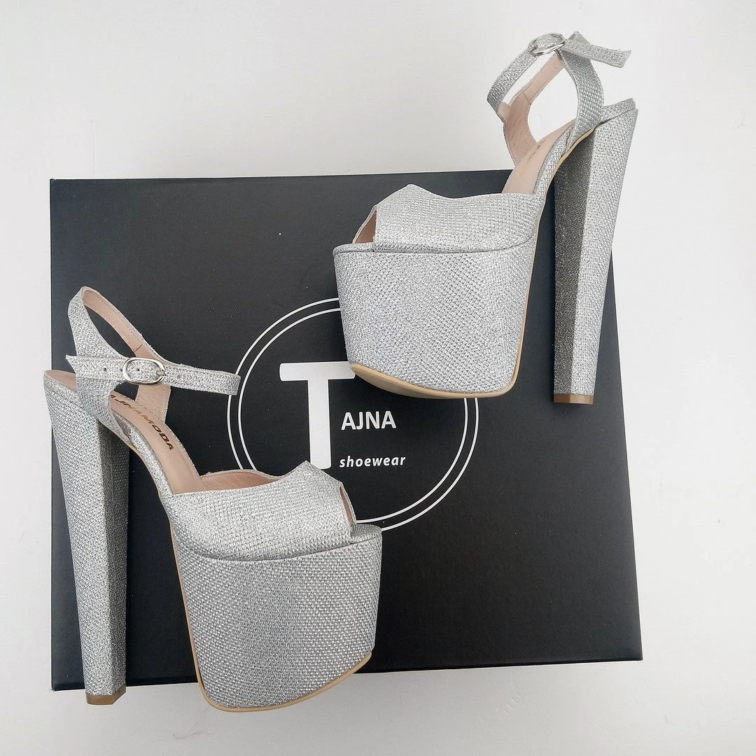 Silver Shine Ankle Strap Chunky Platform Shoes 4 Silver Shine Ankle Strap Chunky Platform Shoes - Image 4