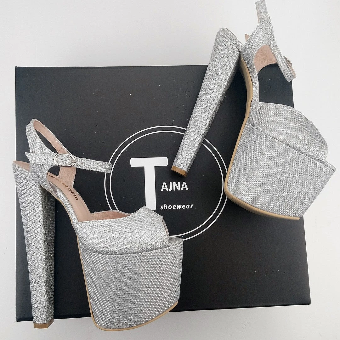 Silver Shine Ankle Strap Chunky Platform Shoes 3 Silver Shine Ankle Strap Chunky Platform Shoes - Image 3
