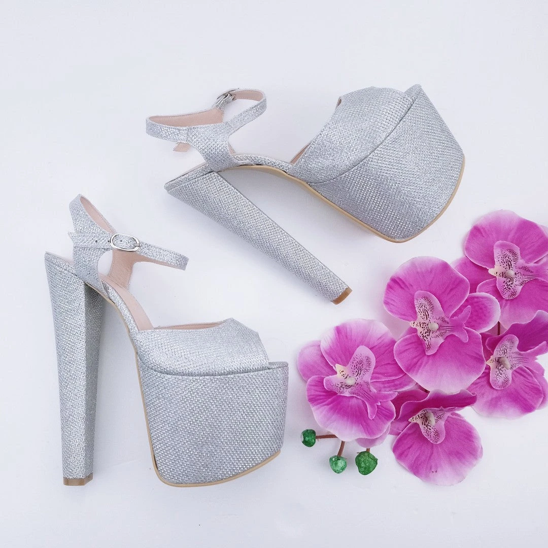 Silver Shine Ankle Strap Chunky Platform Shoes 2 Silver Shine Ankle Strap Chunky Platform Shoes - Image 2