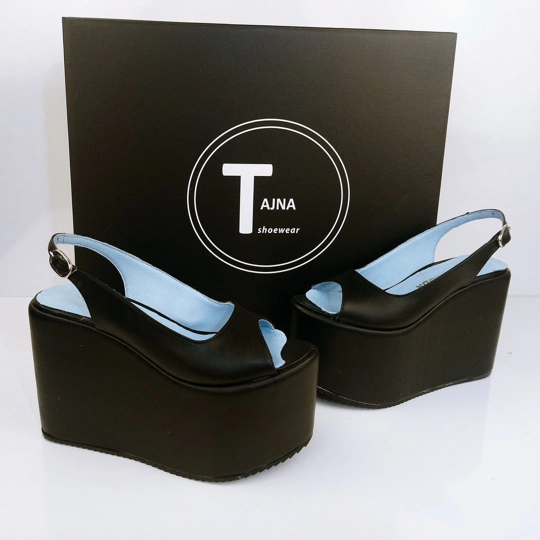 Black Peep Toe Wedge Platform Sandals 1 Black Peep Toe Wedge Platform Sandals