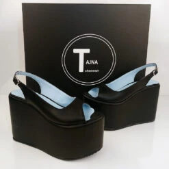 Black Peep Toe Wedge Platform Sandals 5 Black Peep Toe Wedge Platform Sandals -Tajna Shoes DSC 1258