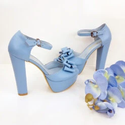 Baby Blue Ribbon Bridal Platform Shoes