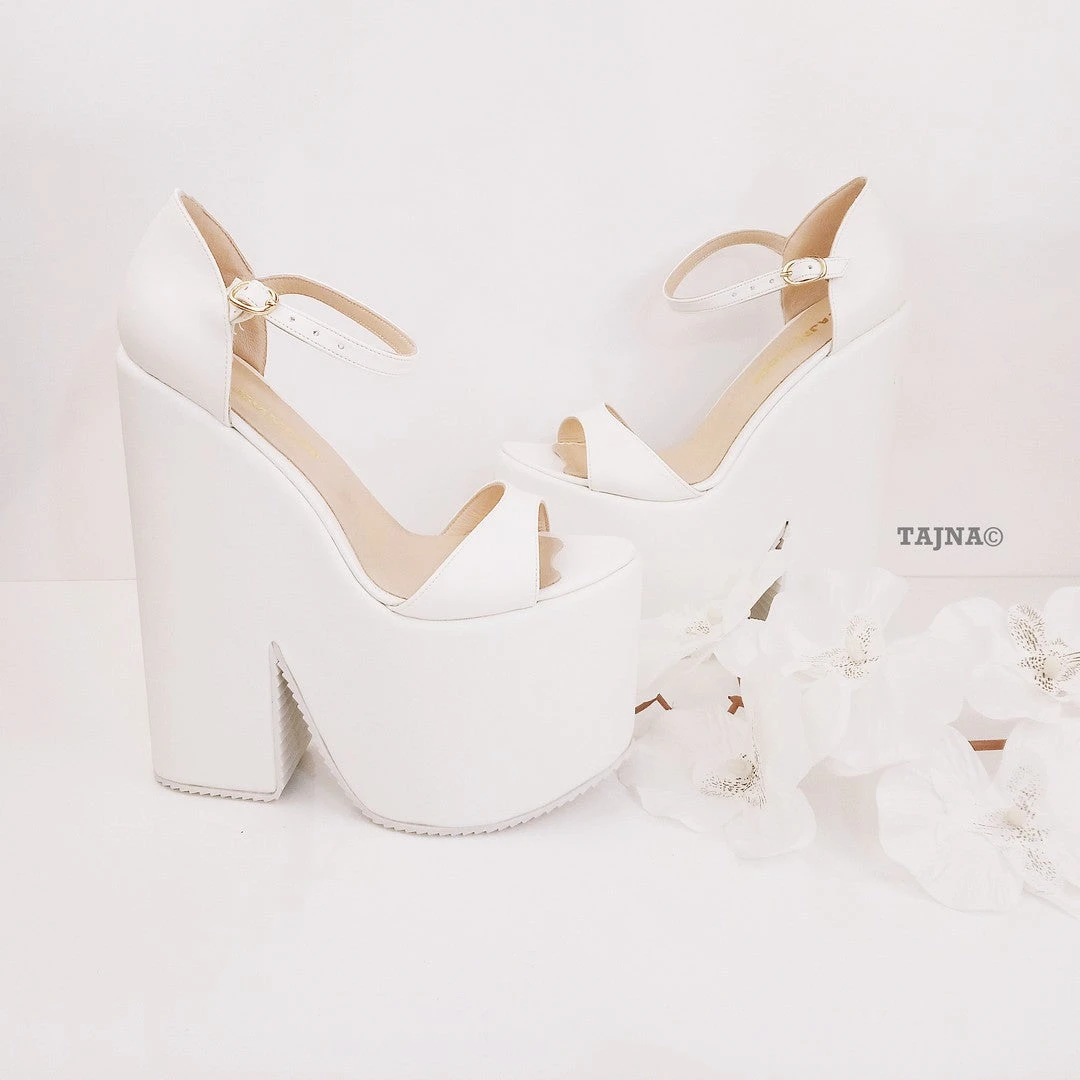 Single Strap Platform White Wedge Bridal Shoes 1 Single Strap Platform White Wedge Bridal Shoes