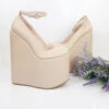 Nude Cream Ankle Strap Platform Wedge Shoes