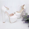 Transparent Strap Shiny Bridal White Platform Shoes