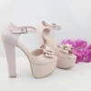 Light Powder Pink Ribbon Bridal Platform Shoes