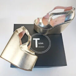 Golden Platform Heel Wedge Shoes -Tajna Shoes DSC 1843