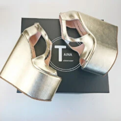 Golden Platform Heel Wedge Shoes -Tajna Shoes DSC 1845