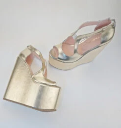 Golden Platform Heel Wedge Shoes -Tajna Shoes DSC 1849