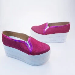 Fushia Pink Shinny Sneakers Wedge Platform Shoes 11 Fushia Pink Shinny Sneakers Wedge Platform Shoes -Tajna Shoes DSC 1852
