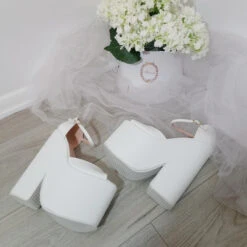 White Ankle Strap Platform Wedge Bridal Shoes -Tajna Shoes DSC 1896