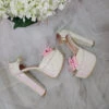 White Shiny Pink Ribbon Bridal Platform Shoes