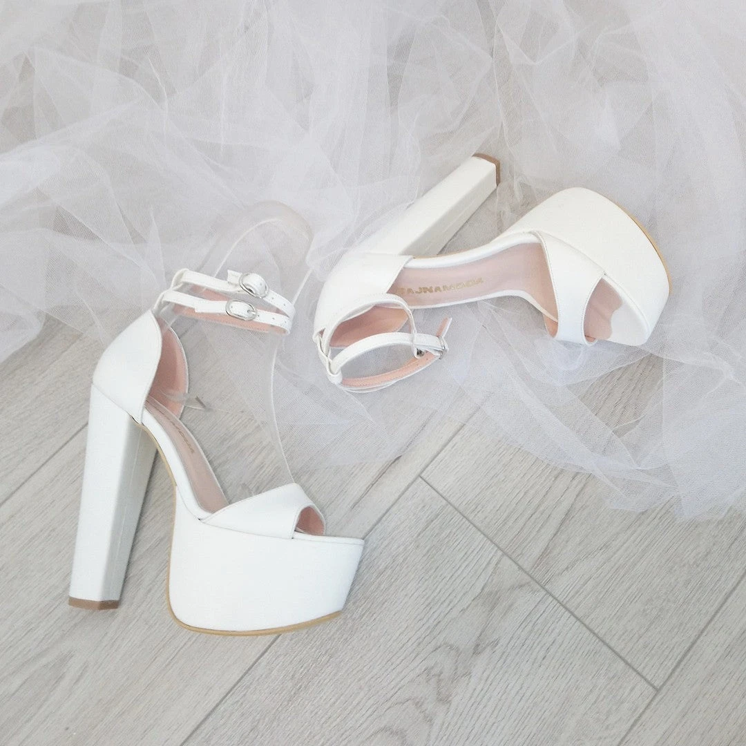 White Double Strap Bridal Platform Shoes 2 White Double Strap Bridal Platform Shoes - Image 2