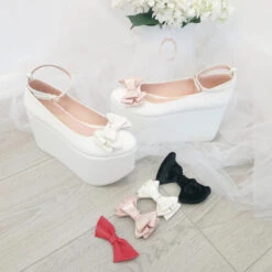 Ribbon White Wedge Platform Shoes -Tajna Shoes DSC 2257