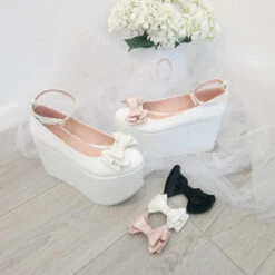 Ribbon White Wedge Platform Shoes -Tajna Shoes DSC 2258